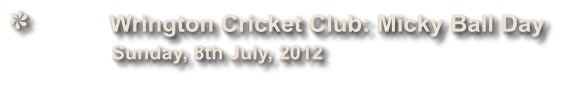Wrington Cricket Club: Micky Ball Day              Sunday, 8th July, 2012